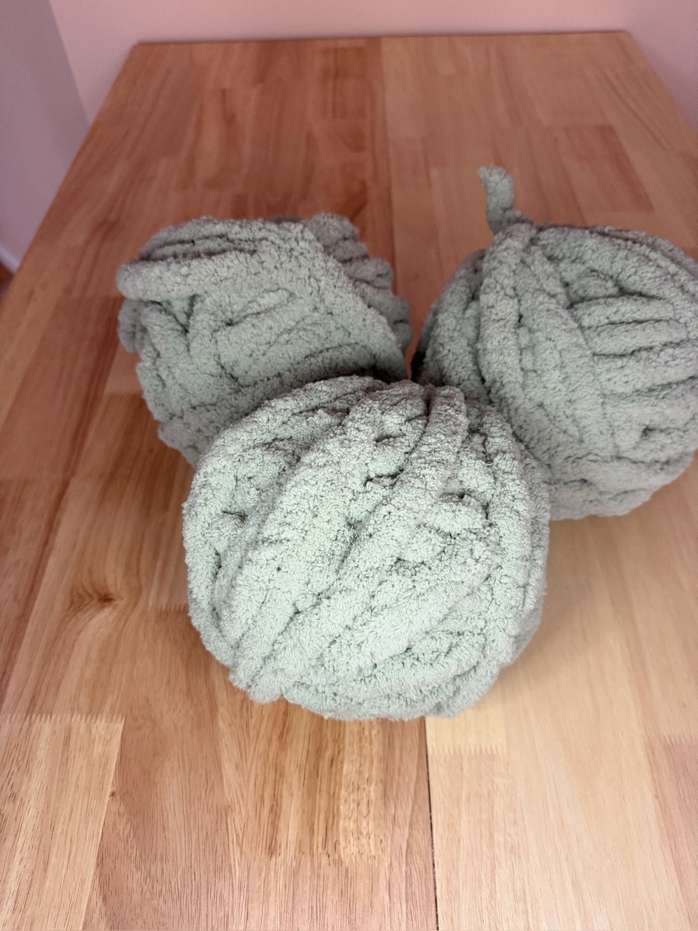 Bulk Lot Sage Green Chunky Blanket Yarn - Jumbo Chenille (3 Balls)